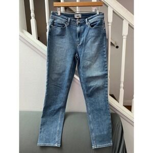 Paige High Rise Straight Leg Blue Denim Jeans Size 31 Medium Wash Stretch